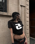 WARDEN EDGE Slim Cropped Number Print Tee