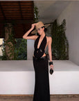 ROVENTE Body dos nu plongeant & Ensemble jupe longue taille basse à sequins