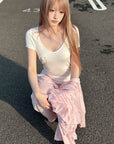 Rase le sol Star Emblem Ruched Scoop Neck Top
