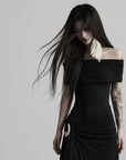 DOINDULGE Off-Shoulder Ruched Maxi Dress