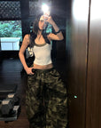ROVENTE Pantalon camo à jambes larges et cordon de serrage