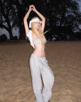 Rase le sol Striped Halter Bra and Relaxed Draped Lounge Pants Set