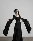 DOINDULGE Flare Sleeve Square Neck Maxi Dress