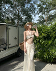 Rase le sol Ruched Halter Top & Draped Maxi Skirt Set
