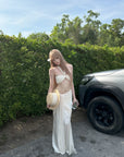 Rase le sol Ruched Halter Top & Draped Maxi Skirt Set