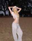 Rase le sol Striped Halter Bra and Relaxed Draped Lounge Pants Set