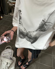 WARDEN EDGE ボクシンググローブ グラフィック オーバーサイズ Tシャツ