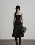 DOINDULGE Ruffle Waist Pleated Midi Skirt