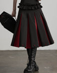 DOINDULGE Ruffle Waist Pleated Midi Skirt