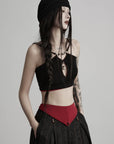 DOINDULGE Reversible Beaded Keyhole Camisole Bell Pendant Crop Top