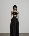 DOINDULGE Reversible Beaded Keyhole Camisole Bell Pendant Crop Top