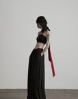 DOINDULGE Low-Rise Stripe Wide Leg Pants