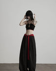 DOINDULGE Reversible Beaded Keyhole Camisole Bell Pendant Crop Top