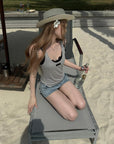 Rase le sol Lace Bra Layered Racerback Fitted Tank Top Set