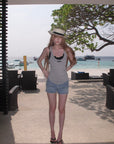Rase le sol Printed Low-Rise Denim Shorts