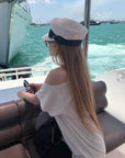 Rase le sol オフショルダーグラフィックTシャツ & ストライプニットショートセット