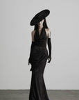 DOINDULGE Halter Cowl Neck Maxi Dress