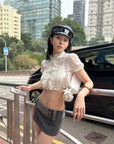 Hydrae Low Rise Pinstripe Micro Mini Skirt Shorts