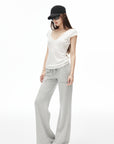 IAMXIAA Low-Rise Drawstring Wide Leg Sweatpants