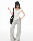 IAMXIAA Low-Rise Drawstring Wide Leg Sweatpants