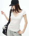 IAMXIAA Soft Fit V-Neck Cap Sleeve Tee