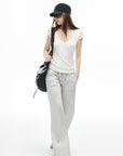 IAMXIAA Low-Rise Drawstring Wide Leg Sweatpants