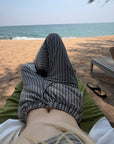 Rase le sol Striped Halter Bra and Relaxed Draped Lounge Pants Set