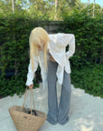 Rase le sol Draped Oversized White Shirt