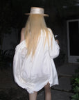 Rase le sol Draped Oversized White Shirt