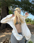 Rase le sol Draped Oversized White Shirt
