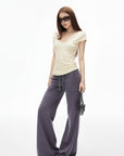IAMXIAA Low-Rise Drawstring Wide Leg Sweatpants