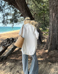 Rase le sol Draped Oversized White Shirt