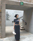Hydrae Draped Jersey Halter Maxi Skirt Set