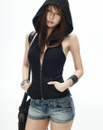 IAMXIAA Low Rise Vintage Wash Micro Denim Shorts