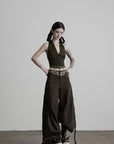 DOINDULGE Rhinestone Wide Leg Pants