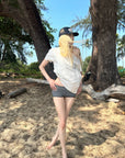 Rase le sol オフショルダーグラフィックTシャツ & ストライプニットショートセット