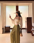 Hydrae Ensemble cardigan superposé, caraco & Pantalon large en satin