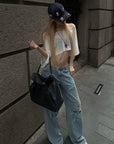 Rase le sol Asymmetric Off-Shoulder Cropped Top