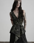 DOINDULGE Gothic Belted Waist Vest Top