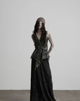 DOINDULGE Gothic Belted Waist Vest Top