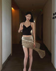 Hydrae Metallic Drape Mini Skirt