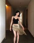 Hydrae Metallic Drape Mini Skirt