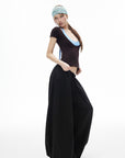 IAMXIAA Pantalon large à cordon style ballon