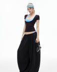 IAMXIAA Pantalon large à cordon style ballon