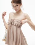 IAMXIAA Haut tube babydoll froncé en mousseline