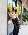 Hydrae Haut corset paysanne froncé brodé