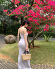 Hydrae Ruffle Trim Side-Cut Bodycon Maxi Dress