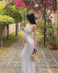 Hydrae Ruffle Trim Side-Cut Bodycon Maxi Dress