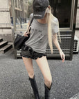 Rase le sol 워시드 고딕 로고 스쿱넥 티셔츠