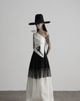 DOINDULGE One Shoulder Asymmetric Embroidered Top